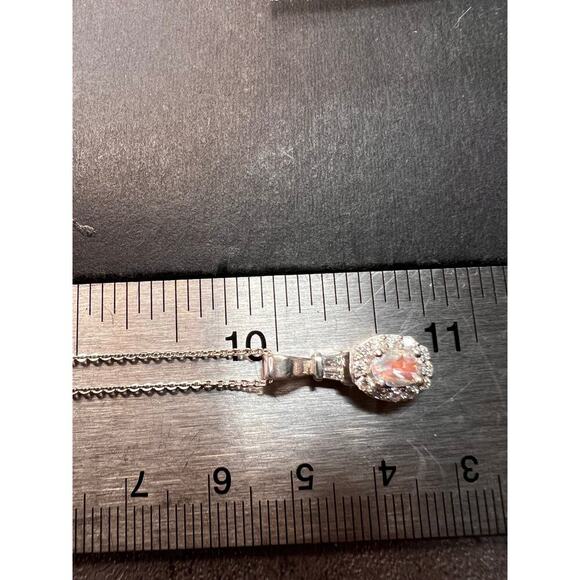 NEW gemmy moonstone and moissanite halo pendant in rhodium over sterling silver - Picture 4 of 12